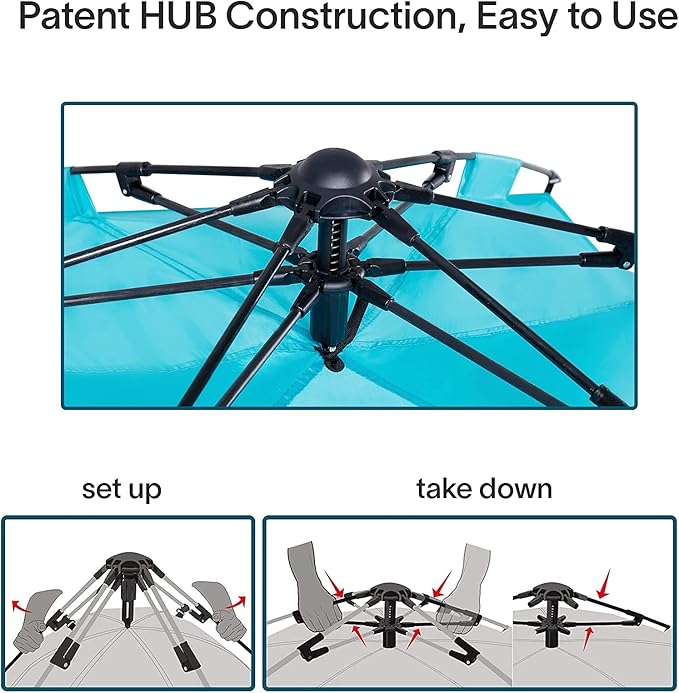 Alvantor Beach Tent Beach Umbrella Outdoor Sun Shelter Cabana Automatic Pop Up UPF 50+ Sun Shade Portable Camping Hiking Canopy Easy Setup Windproof Randomly Send Old or New Model