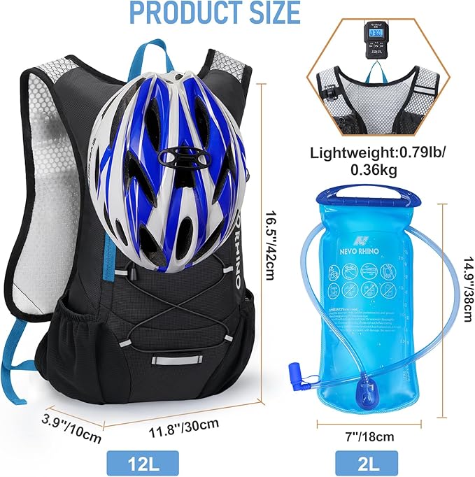 Lightweight Hydration Backpack, Running Backpack with 2L Water Bladder, Hydro Water Daypack for Cycling Hiking Rave for Men Women