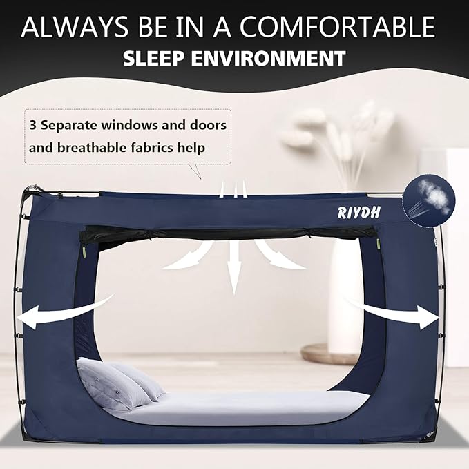 Bed Tent Bed Canopy Queen Size Tents for Adult and Kids- Original Design Portable Dream Tent Indoor Sleeping 80% Blackout with 3 Doors Breathable Big Space Tents