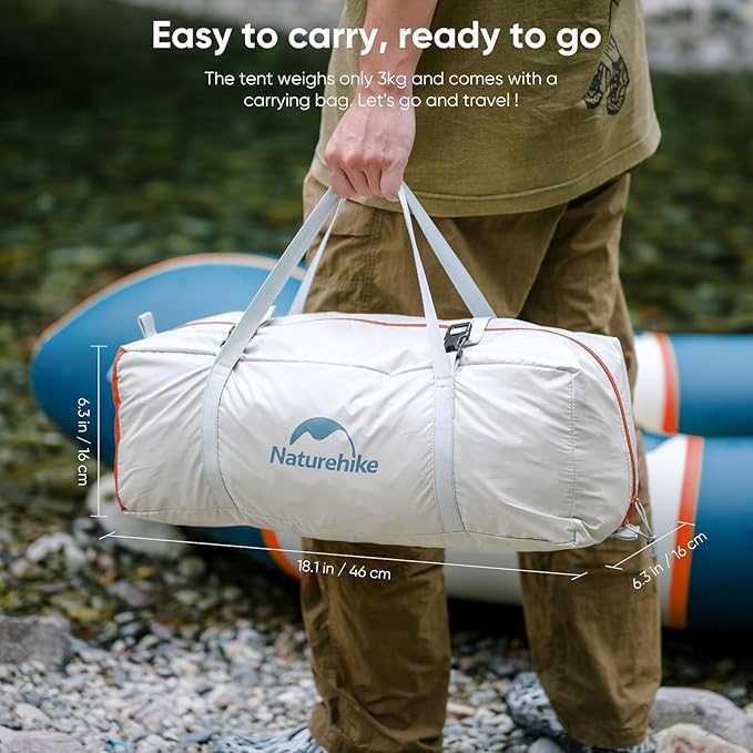 Naturehike Camping Tent, 2/3 Person Double Layer, Instant Easy Setup, Waterproof PU2000mm, 54 MPH Wind Resistance, UPF 50+, Outdoor Tent for Camping, Festivals, Backyard, Sleepovers