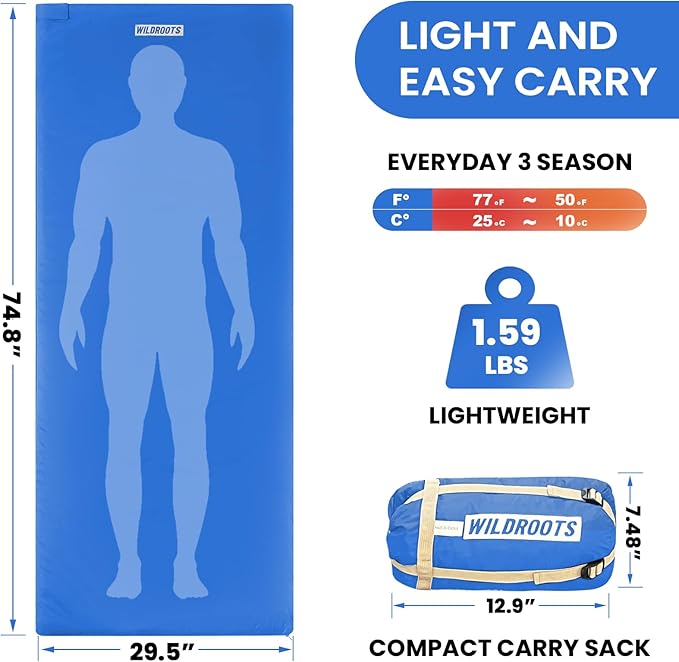 WILDROOTS Outdoor Camping Sleeping Bags for Hiking, Hunting, Travel