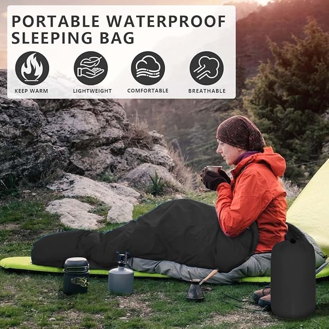 OBTANIM Camping Sleeping Bags Portable Waterproof Sleeping Bag for Adults Kids 4 Seasons Winter, Fall, Spring, Summer Backpacking Hiking Camping Mountaineering Indoor Outdoor Use