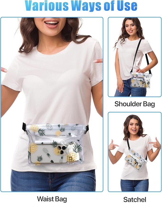 F-color Waterproof Fanny Pack - Waterproof Phone Pouch with Waist Strap - Cruise Essentials 2025 Must Haves Waterproof Pouch Dry Bag Keep Phone Valuables Safe for Beach Kayaking Boating Fishing