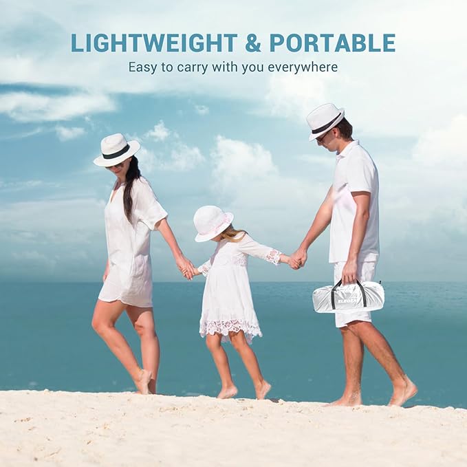 Elegear Beach Tent Sun Shelter with Canopy, 4-5 Person Pop Up Beach Tent, Easy Setup UPF 50+ UV Protection Portable Lightweight Double Silver Coating Cabana Sun Shade Shelter - Silver