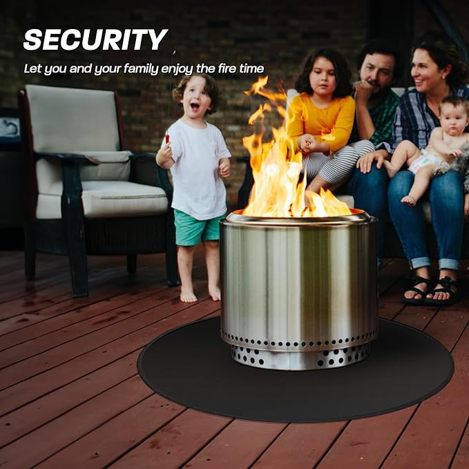 48" Fire Pit Mat for Solo Stove Yukon, Round Fireproof Under Grill Mats for Outdoor Grill, Portable Camping Stove Mat for Solo Stove Accessories