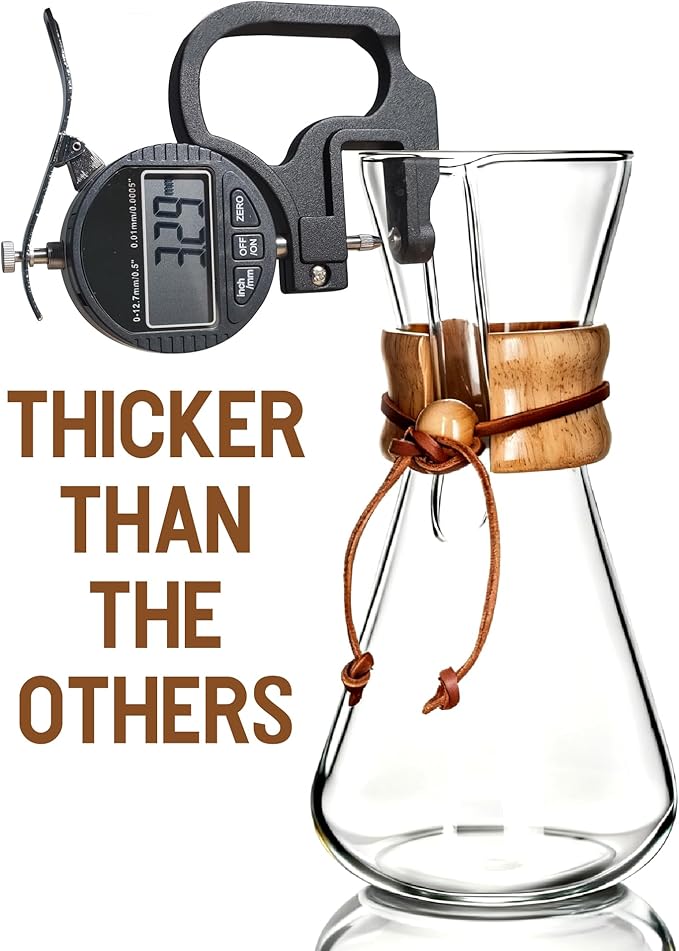 AGOGO Pour Over Coffee Maker Glass - 6/8/10 Cup Barista Kit with 304 Stainless Filter for Home, Office, Camping, Cafes - Easy Clean Coffee Dripper Set (Rag&Brush Included) (6 Cup/20 oz)