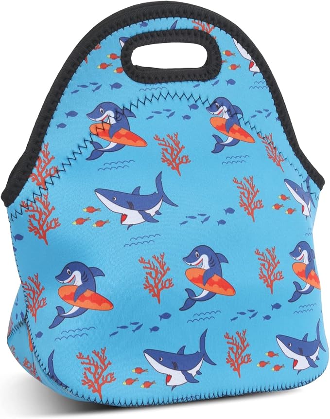 Violet Mist Neoprene Lunch Bag Washable Shark lunch HandBags Tote Reusable Thermal Insulated Lunch Bags Cooler Lighweight lunch bag for Men Work Picnic Thanksgiving Christmas Gifts