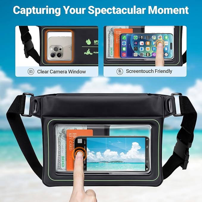 F-color Waterproof Fanny Pack Floating - Waist Pouch with 35oz Buoyancy - Cruise Essentials Must Haves Waterproof Bag Keeps Phone Valuables Safe for Swimming Beach Kayaking Boating