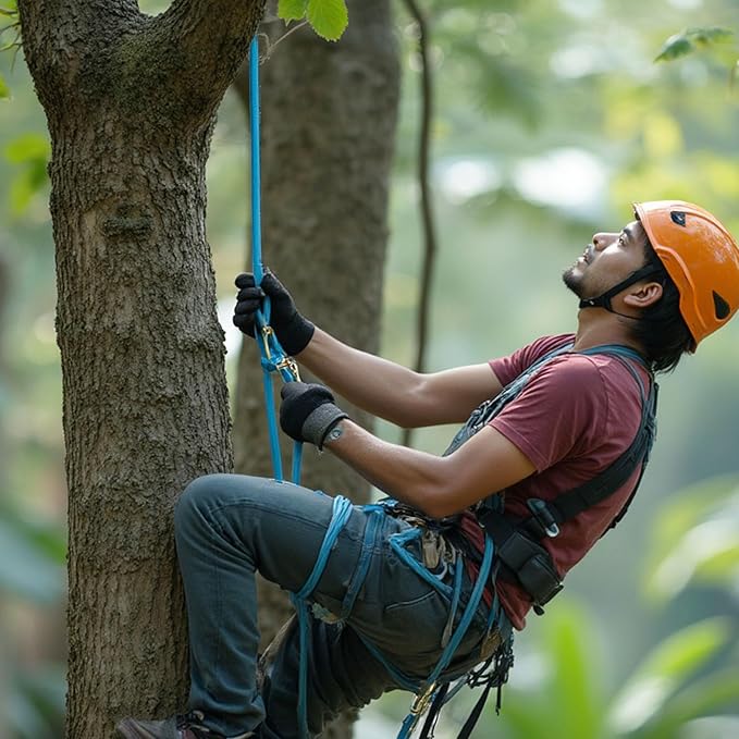 Double Braided Arborist Rope - 3/4 Inch x 200 Feet - High Strength Polyester Outdoor Rope for Tree Work, Nautical, Halyard, Sailing (Blue)
