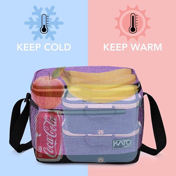 Tirrinia Insulated Lunch Box for Men/Women, Leakproof Thermal Lunch Bag for Office Picnic Work Beach Camping,Reusable Lunch Cooler Tote for Adult, Purple