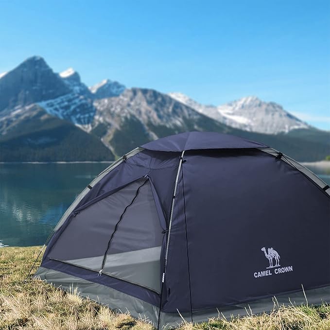 CAMEL CROWN 2/3/4 Person Camping Tent with Removable Rain Fly, Easy Setup Outdoor Tents Water Resistant Lightweight Portable for Family Backpacking Camping Hiking Traveling