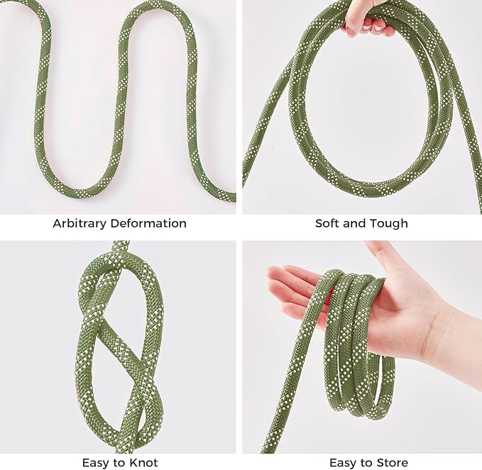 1/2 Inch 50ft Double Braided Polyester Arborist Rope, Heavy Duty Nylon Rope for Anchor, Tree Work, Cargo, Pulling, Sailing(ArmyGreen)
