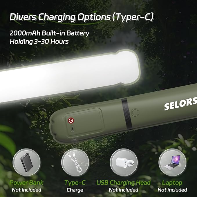 SELORSS Inflatable Outdoor Camping Light, Meets IP66 Waterproof Standard, Provides 2000 mAh Charging, Suitable for Camping, Hiking, Traveling and Other Outdoor environments.