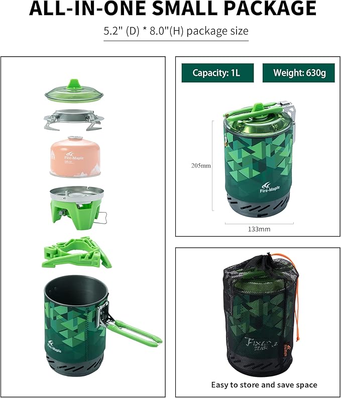 Fire-Maple Fixed Star X2 Backpacking and Camping Stove System Outdoor Propane Camp Cooking Gear Portable Pot Jet Burner Set Ideal for Hiking, Trekking, Fishing, Hunting Trips and Emergency Use