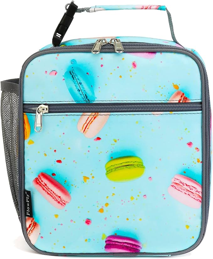 FlowFly Kids Lunch box Insulated Soft Bag Mini Cooler Back to School Thermal Meal Tote Kit for Girls, Boys, Biscuits