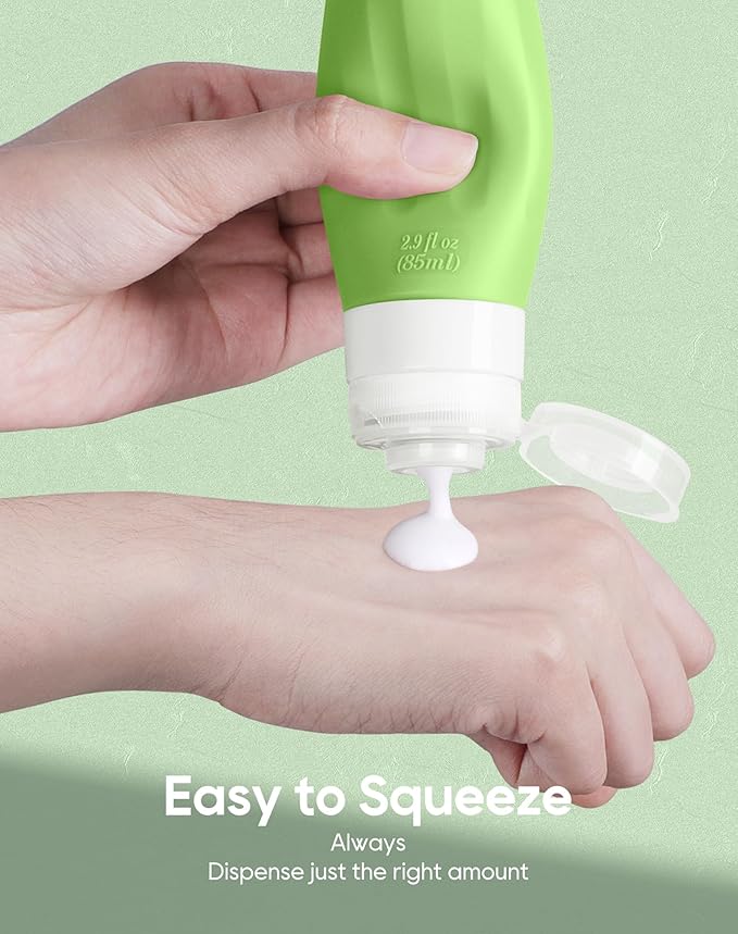 Morfone 16 Pack Silicone Travel Bottles Set for Toiletries TSA Approved Travel Containers Leakproof Squeezable Refillable Travel Accessories 2oz 3oz for Shampoo Conditioner Lotion Liquids(Green)