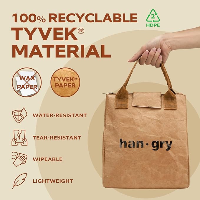 VonNova Insulated Lunch Box for Women, 7L Capacity, Leakproof Lunch Tote Bag, Durable Lunchbox made from Tyvek Material, Adult Cooler Bag for Work, Picnic, Travel and more (Hangry)