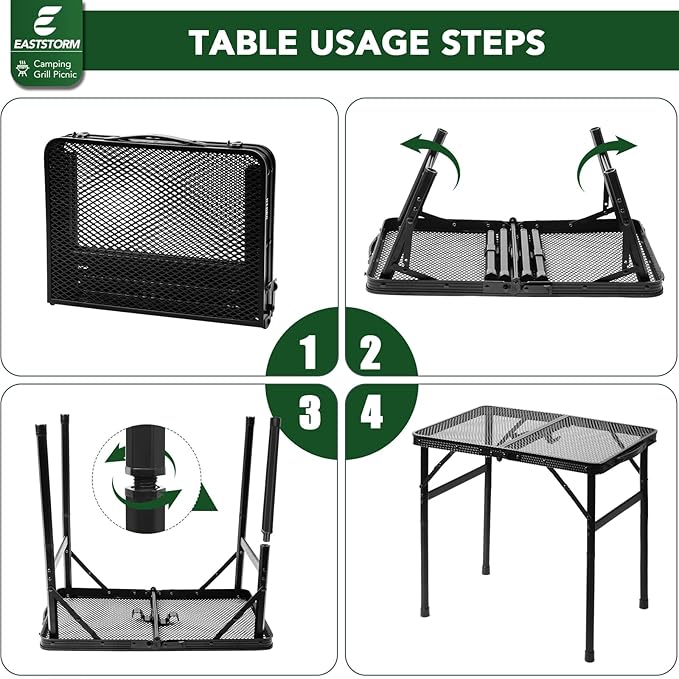 Small Folding Table, Easy for Storage, Compact and Portable Picnic Table for Grill, Outdoor Camping, Garden, Patio, Dining, BBQ, Party, Market, 2Ft (Small, Black)