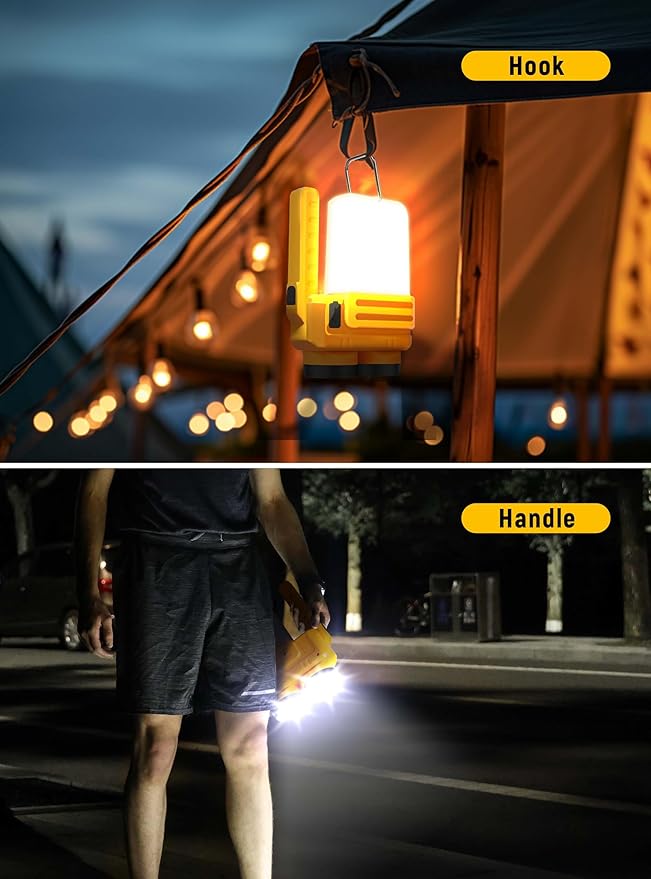 Anhay Rechargeable LED Camping Lantern, Dimmable Lantern Flashlight with Hook, Waterproof Spotlight for Hurricane Emergency, Outdoor, Hiking and Home, USB Cable Included