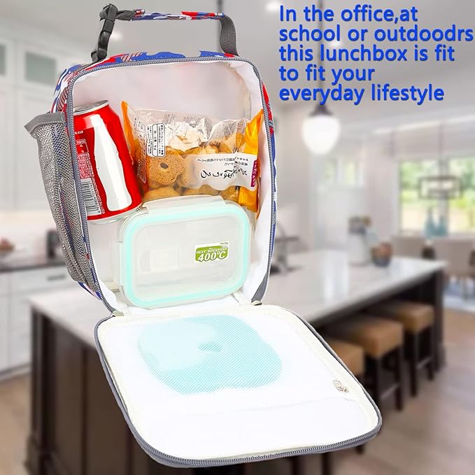 FlowFly Kids Lunch box Insulated Soft Bag Mini Cooler Back to School Thermal Meal Tote Kit for Girls, Boys, Alphabet