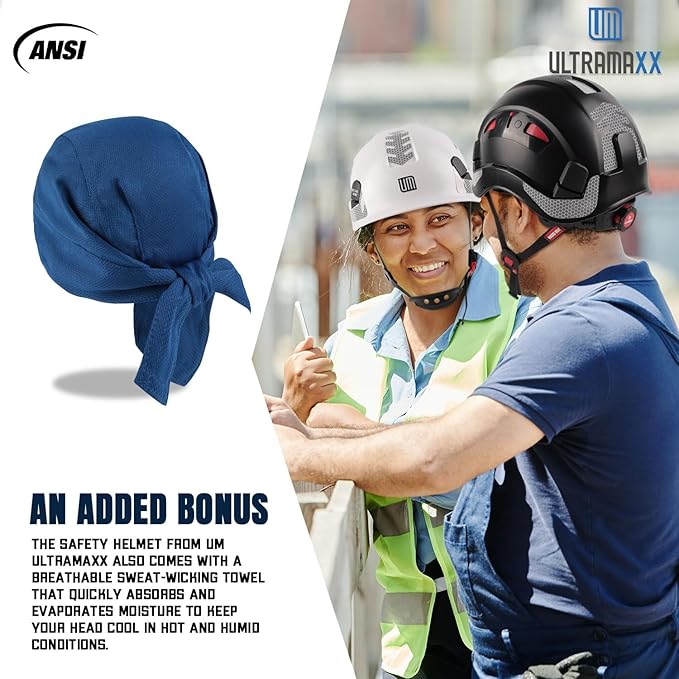 Safety Helmet Hard Hat, ANSI Z89.1 Approved Lightweight Vented Work Helmet, 6-Point Adjustable Ratchet Suspension Hardhat Ideal for Industrial and Construction