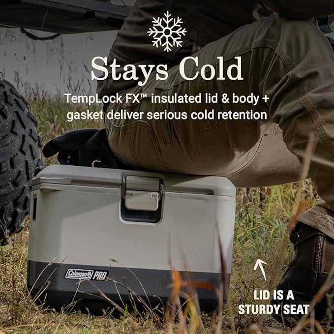 Coleman Pro 17-Quart Insulated Hard Cooler Lunchbox Portable Rugged Durable with TempLock FX Insulation & Anchor Points for Secure Transportation