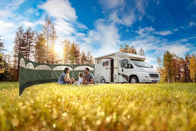 Windbreaker Wind Privacy Screen Camping Blocker 5 Panel Garden Beach Wind Shield 5ft High x 27.4ft Long (1 Forest Green)