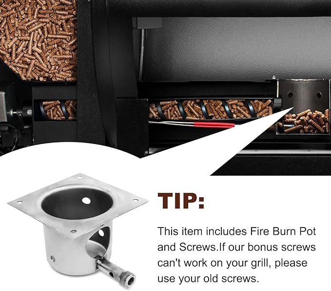 QuliMetal Fire Burn Pot Replacement Parts for Pit Boss and Traeger Pellet Grills, Replacement for Traeger and Pit Boss Fire Pits, Upgraded Heavy - Duty Steel FirePot with Ash Remover and Screws