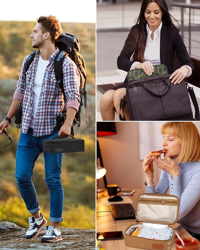 JOYHILL Tactical Lunch Box for Men, Small Reusable Lunch Bag Insulated Mini Cooler Bag with Handle for Office Work Picnic Beach, Black,4L