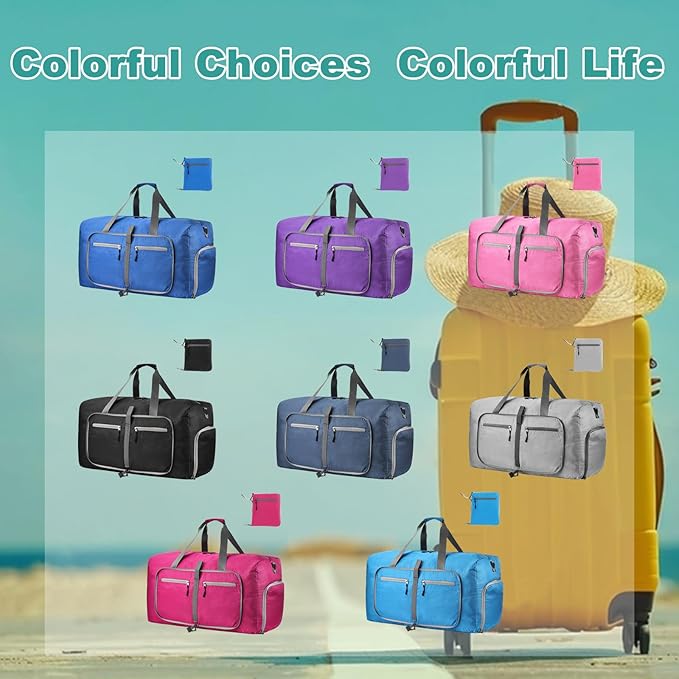 Dimayar Travel Duffle Bag for Men Women - Foldable Duffel Bag with Shoes Compartment - Overnight Bags Waterproof & Tear Resistant(85L,Pink)