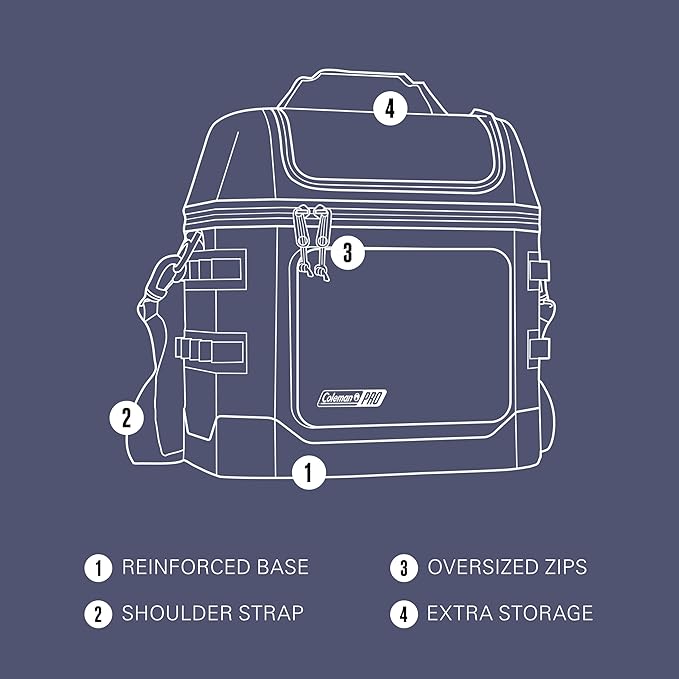 Coleman Pro 24-Can Premium Soft Cooler Lunchbox, Fully Insulated Lid & Body Stays Cold up to 35 Hours