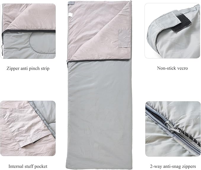 Ultralight Backpacking Sleeping Bag 1.77lbs, Warm Weather Sleeping Bag 50℉-63℉, Nylon Shell and Lining, Waterproof, Compact and Lightweight for Backpacking Camping Hiking