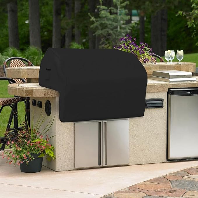 Covers & all Built-in Outdoor Grill Cover, Durable 12 Oz Waterproof Cover Max Material with Air Pocket & Elastic for Snug Fit (36" W x 26" D x 24" H Inches, Black)
