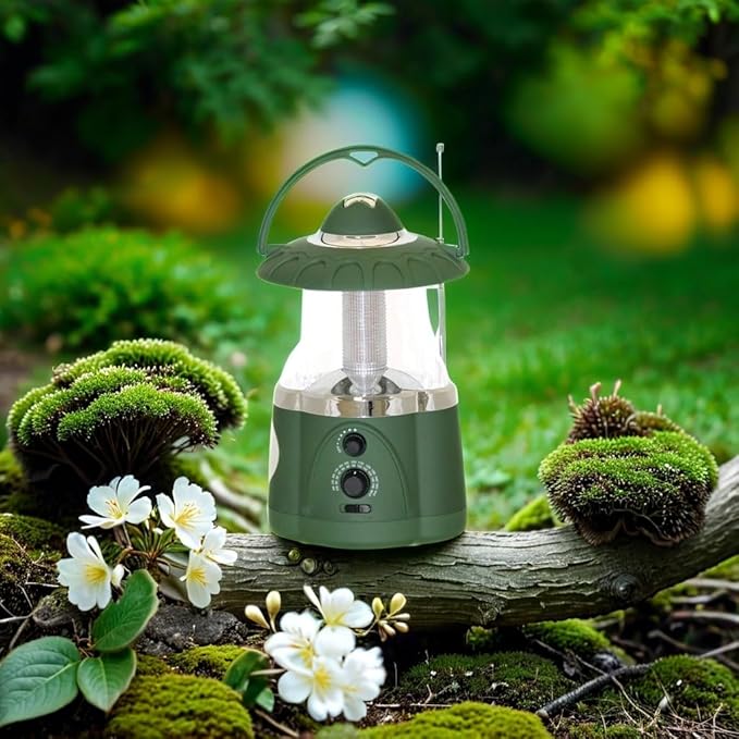 Multifunctional Radio Lantern and Emergency Flashlight, Battery Operated, 12 Bright Lantern LED's and 4 Bright Flashlight LED's, Hurricane Lantern by Northpoint
