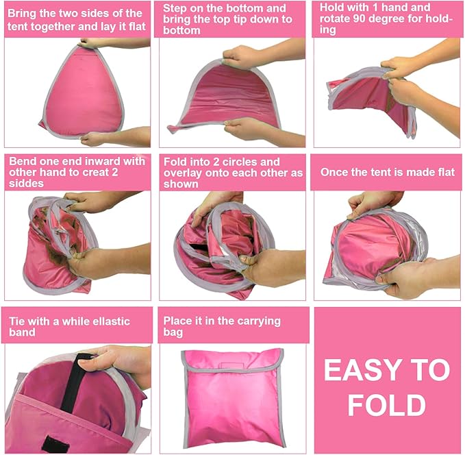 Mini Head Shelter Tent, 1 Pack Foldable Pop Up Beach Tent Sun Shelter for Anti-UV Pet & Outdoor Camping, Picnic Beach, Pink-Vinyl L