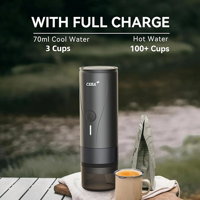 CERA+ Portable Espresso Maker Pro Version Self-Heating Professional-Level Mini Coffee Machine Compatiable with Ultra-Fine Grind For Travel,Camping,Hiking