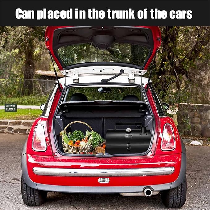 MAISON HUIS Adjustable Portable Charcoal Grill Multi-functional Metal Small BBQ Smoker for Outdoor Hiking(Black)