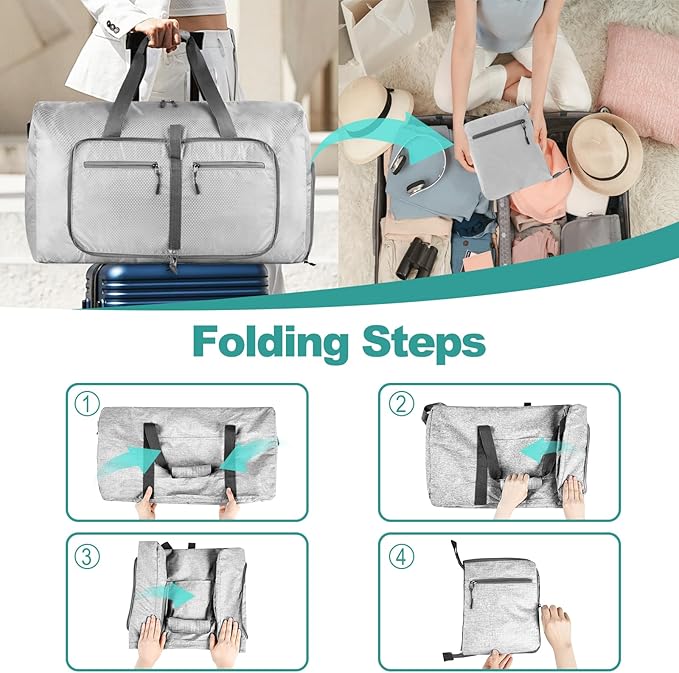 Dimayar Travel Duffle Bag for Men Women - Foldable Duffel Bag with Shoes Compartment - Overnight Bags Waterproof & Tear Resistant(85L,Space Gray)