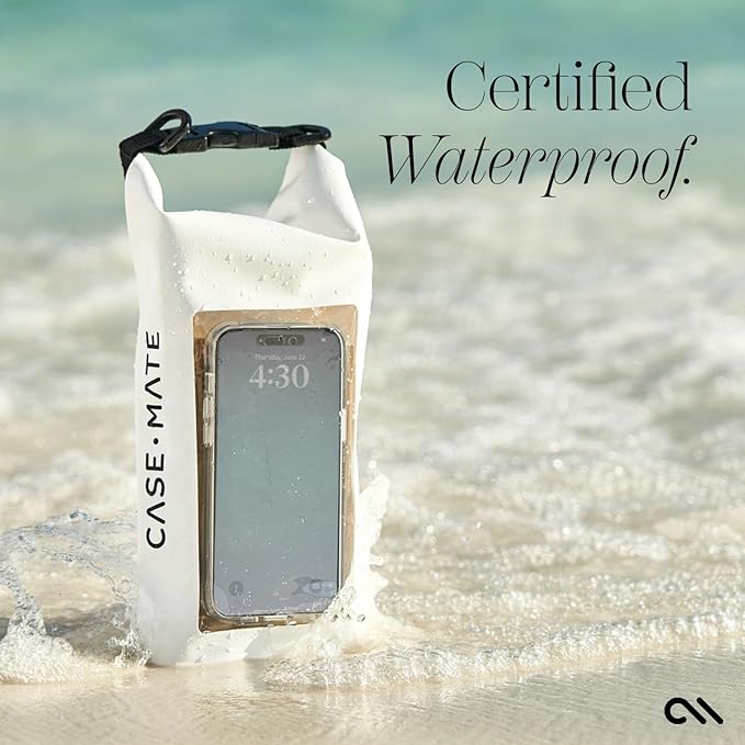 Case-Mate Sand Dollar Mini IP68 Waterproof Bucket Bag - Roll Top Dry Bag 2L Cap with Waterproof Pouch for Swimming Kayaking Boating Travel and More - For Phones Up to 7"