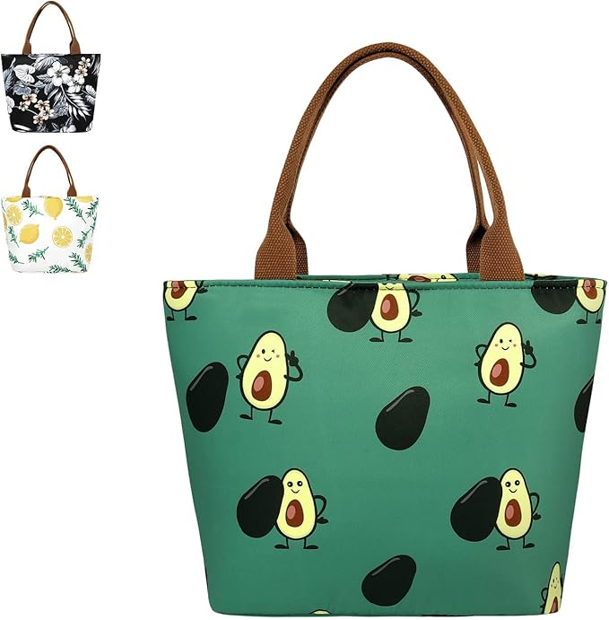 E-Clover Lunch Box for Women Insulated Lunch Bag Reusable Lunchbox Cooler Bags for Office Work Beach Travel Avocado Gifts