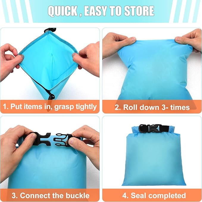 6Pack Waterproof Dry Bags,Ultimate Dry Sack,Lightweight Outdoor Dry Sacks,Multicolour Dry Bag for Kayaking Hiking Rafting Boating Camping Swimming Travel(1.5L, 2.5L, 3L, 3.5L, 5L, 8L)