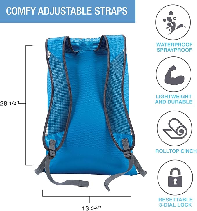 Lewis N. Clark Locking Backpack, Teal, One Size