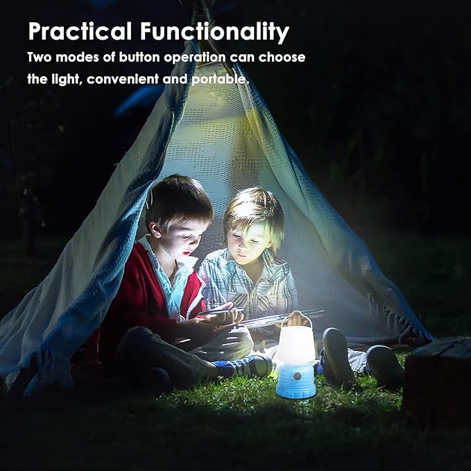 Onite 2 Pack Kids Camping Gear, Lanterns Battery Powered Led, with Flame Flicker Lighting Mode, 600Lm, for Kids Camping Chair, Bedroom, Festival, Party Decoration and Outdoor