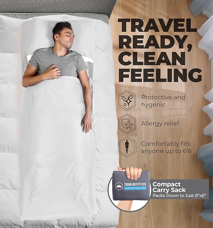 Sleeping Bag Liner - Adult Sleep Sack & Travel Sheets for Hotel - Travel Sleep Sack, Camping Sleeping Bag Liners for Cold Weather
