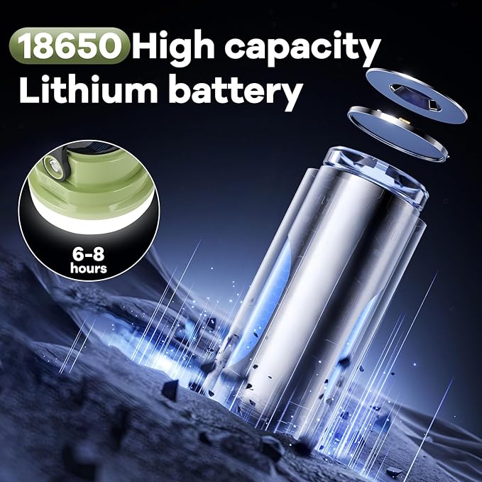 Solar Camping Lantern Rechargeable, 2-in-1 10000mAh Rechargeable Camping Light and Phone Charger for Hiking,Travel - Emergency Hanging Light for Hurricane, Power Outage, 100W, Green