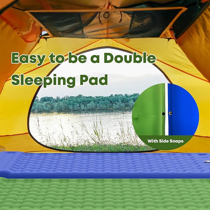 Sleeping Pad 4.7" Extra Thick, Upgraded Reinforced Support Structure with Built-in Foot Pump and Pillows Portable Camping Air Mattress Bed for Tent Backpacking Hiking