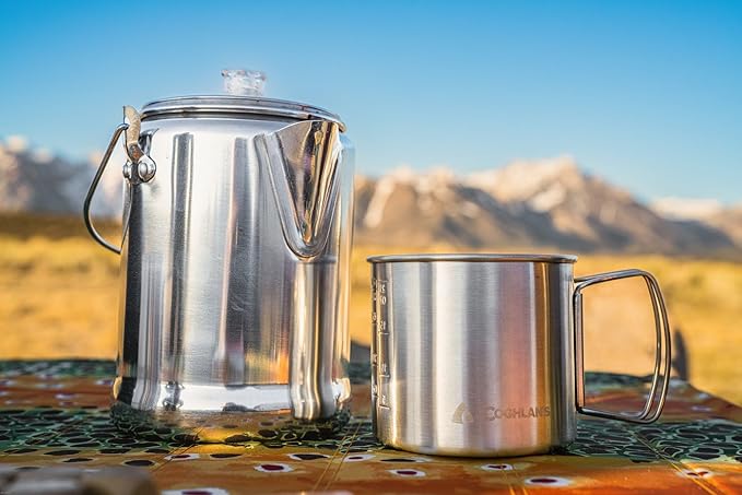 Coghlan's Aluminum Coffee Pot, 9-Cup Percolator for Camping, Lightweight Stovetop Coffee Maker, Durable and Portable Outdoor Brew Gear