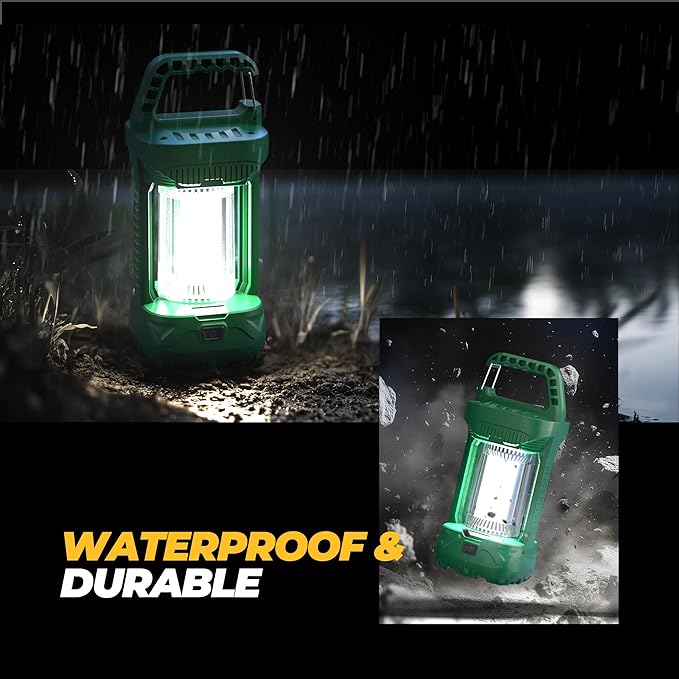 Favourlite LED Camping Lantern Rechargeable, 1500LM 4 Light Modes Camping Light 4000mAh Phone Charger Lanterns for Power Outages Portable Waterproof Camping Essentials for Emergency (Leaf Green)