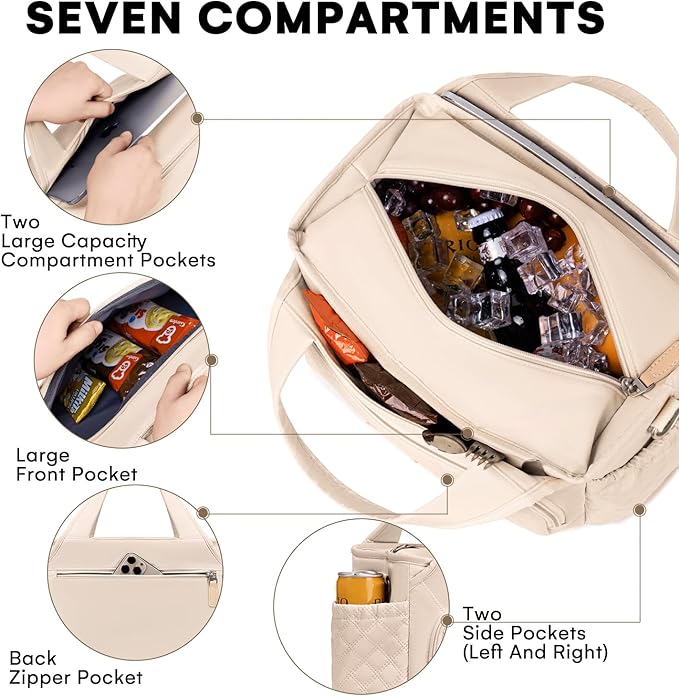 Artelaris Lunch Bag for Women,Insulated Lunch Bag for Work, Large Leakproof Cooler Purse with Side Pockets & Removable Shoulder Strap Women's for Beach Cute Lunch Bags