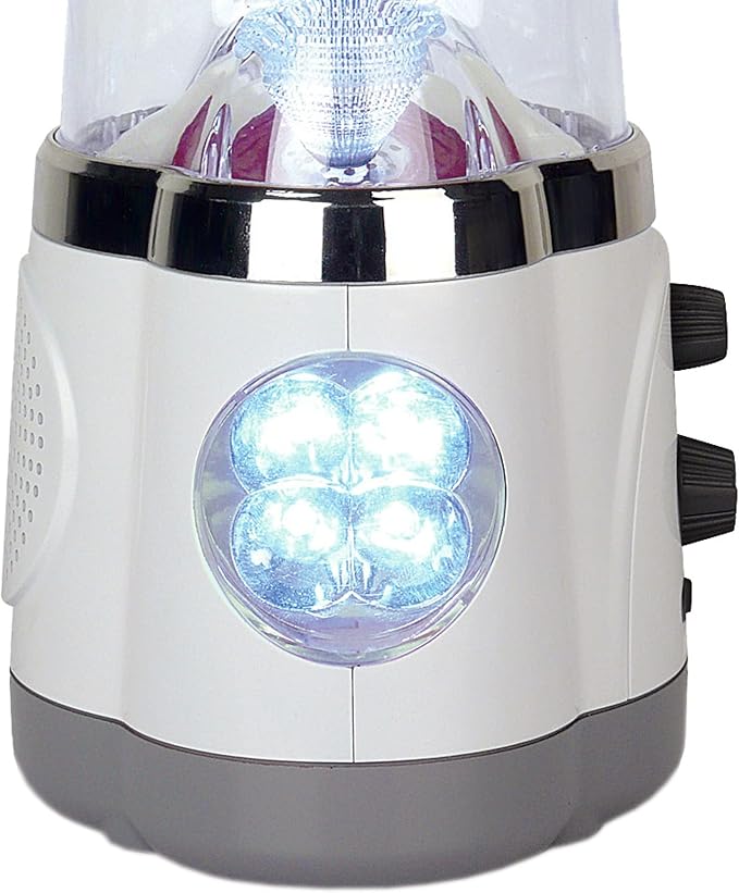 Multifunctional Radio Camping Lantern, Battery Powered, LED Lantern, Tent Light, Perfect Lantern Flashlight for Hurricane, Emergency, Survival Kits, Hiking, Fishing, Home Decor , White, 10"x6"x6"